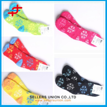 2015 meninas OEM poliéster quente moda floco de neve novidade natal microfibra meias aconchegantes
